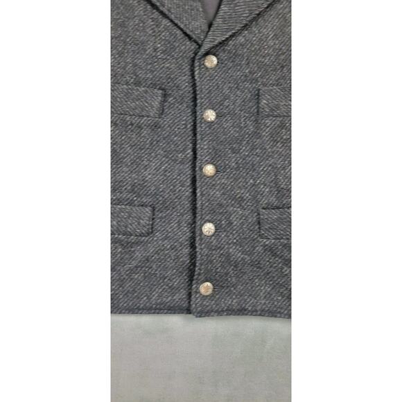 Vintage Wah Maker Wool Vest Mens Large Black Waistcoat western frontier clothing - Picture 3 of 10